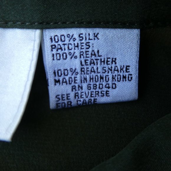NEW SiLK Leather Real Snake Green Blouse Concealed Buttons Southwest Streetwear - Picture 10 of 12